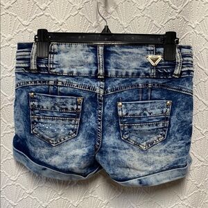Savage size 5/6 Blue‎ Jean Shorts with Studded Pockets bling cuffed